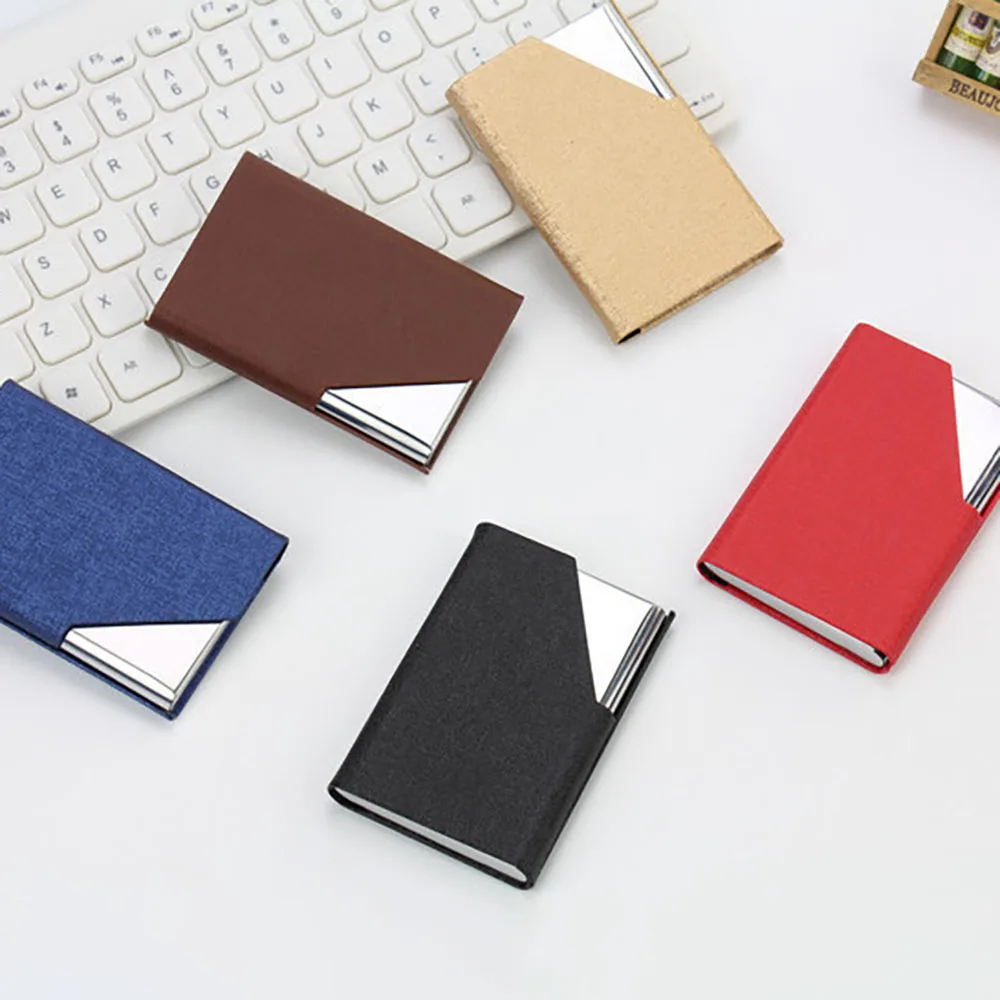 Metal business card box, PU leather business card holder, exhibition gift card box