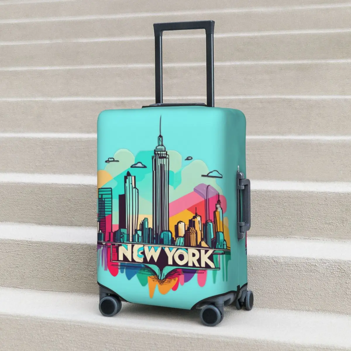 New Creative Graffiti Pattern Suitcase Cover New York City Business Protector Flight Elastic Luggage Accesories