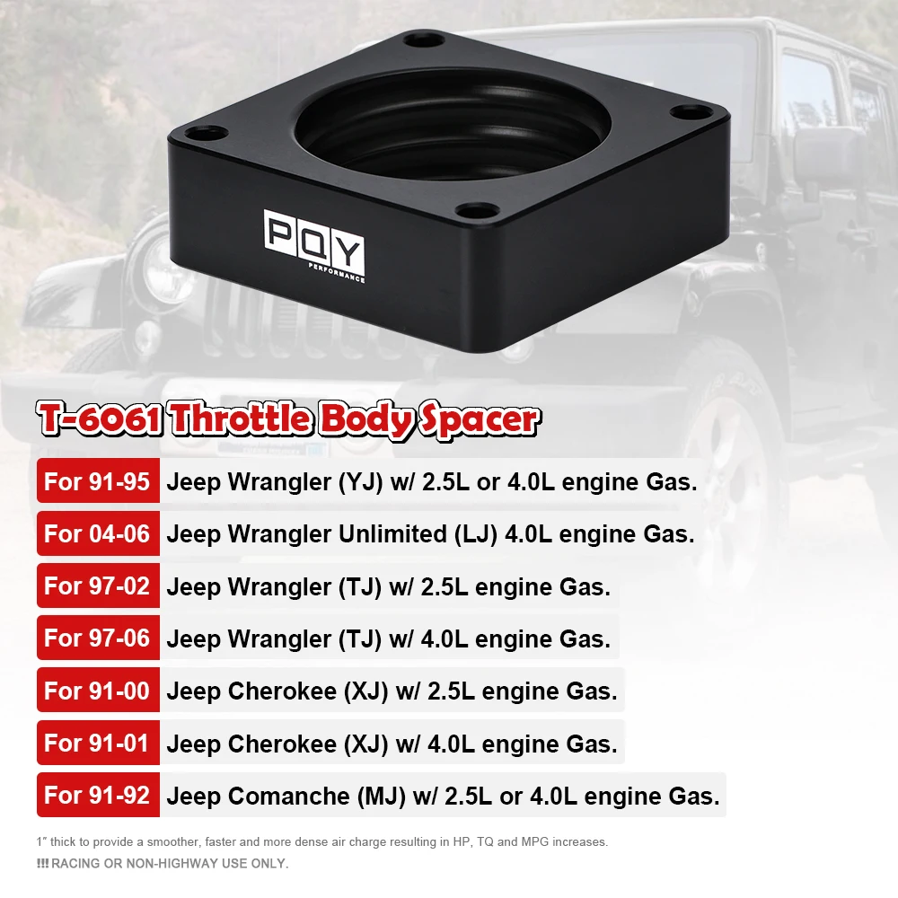For 4.0L 2.5L Engine Gas Throttle Body Spacer for Jeep Grand Cherokee Wrangler TJ YJ XJ MJ
