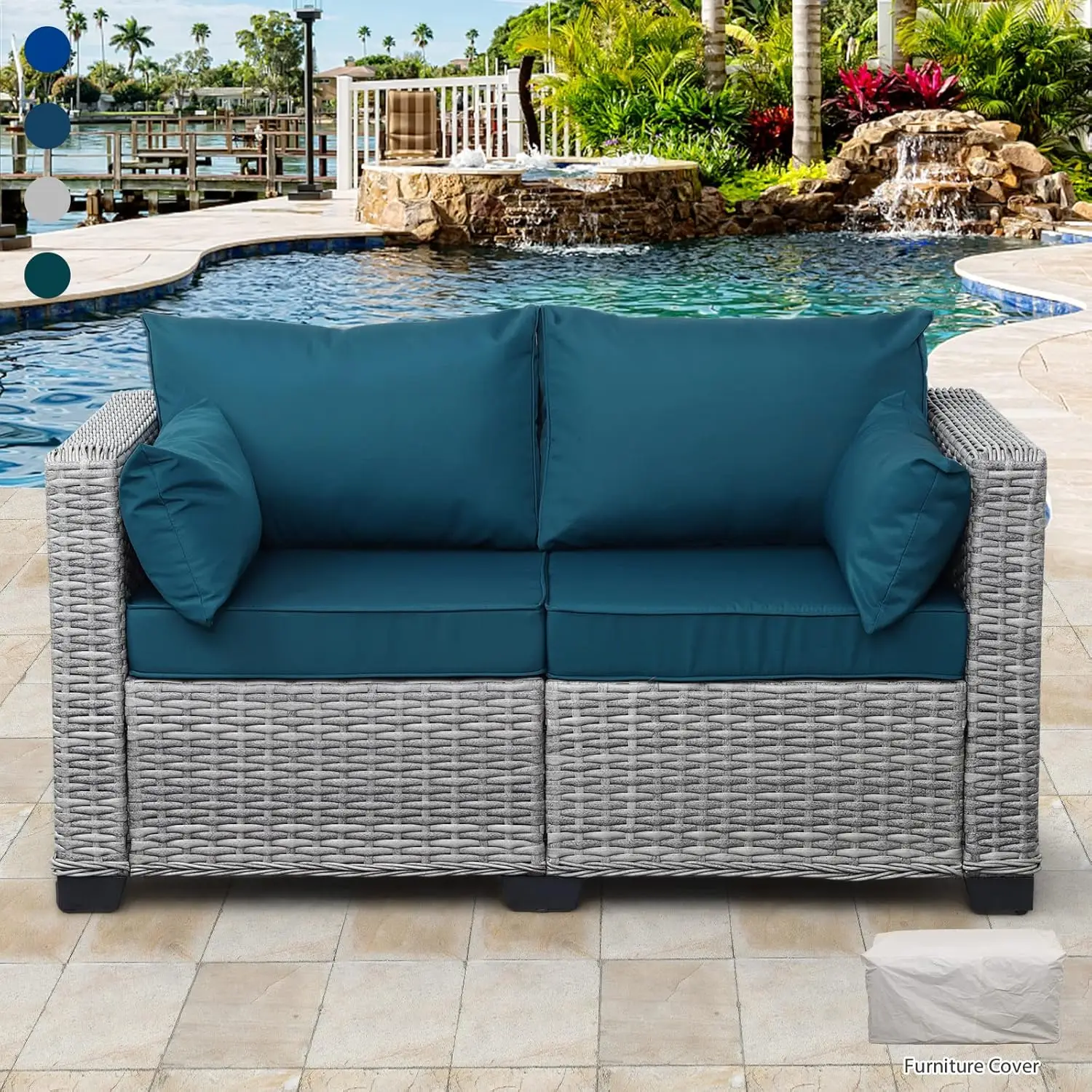 

Outdoor Furniture Loveseat Sofa Balcony Furniture Outdoor Loveseat 2 Seater Couch Small Sofa