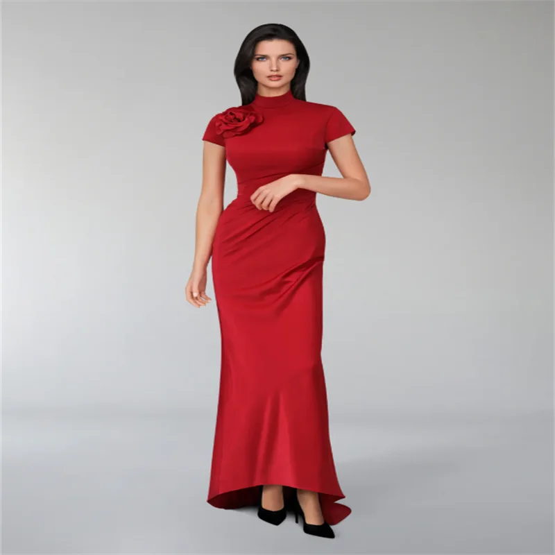 

Luxury Birthday Corset Dark Red Prom Dresses 2025 Hight Neck Mermaid Long Party Satin Graduations Gowns Evening Dress Customized