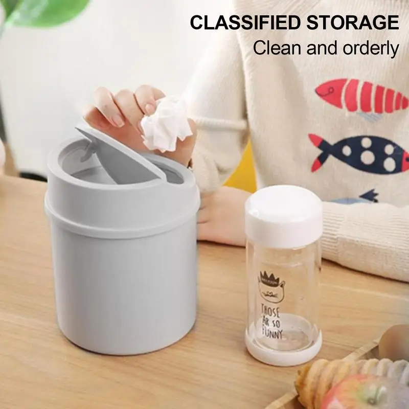 Mini Small Waste Bin With Lid Desktop Storage Box Home Garbage Basket Table Trash Bin Small Trash Can Sundries Barrel Box