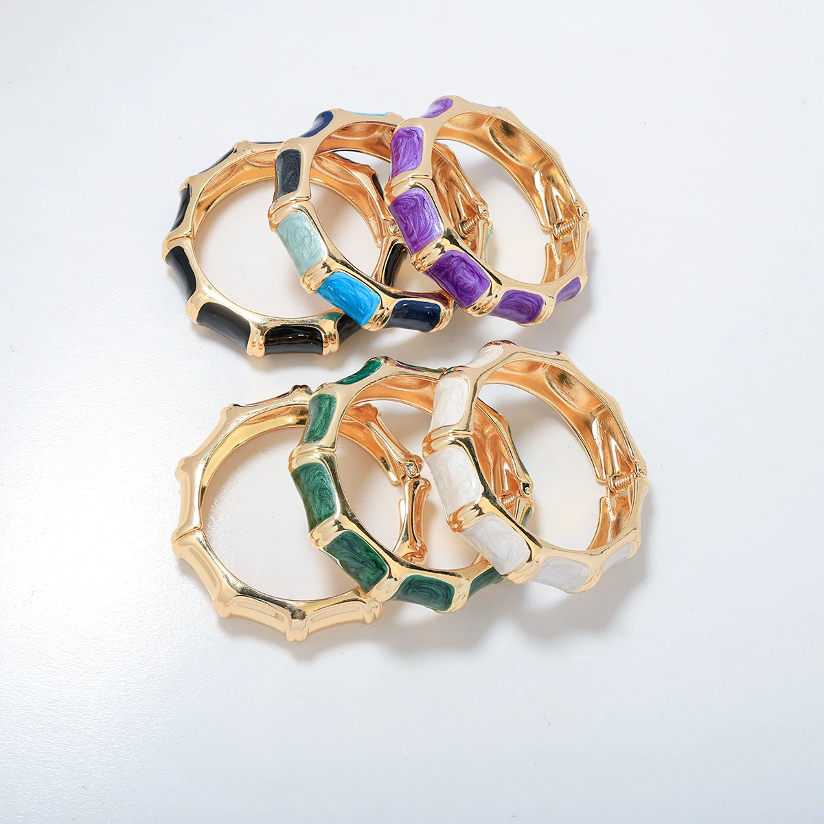 

Multicolor bamboo joint round personality fashionable bracelet light luxury enamel glaze temperament travel vacation jewelry