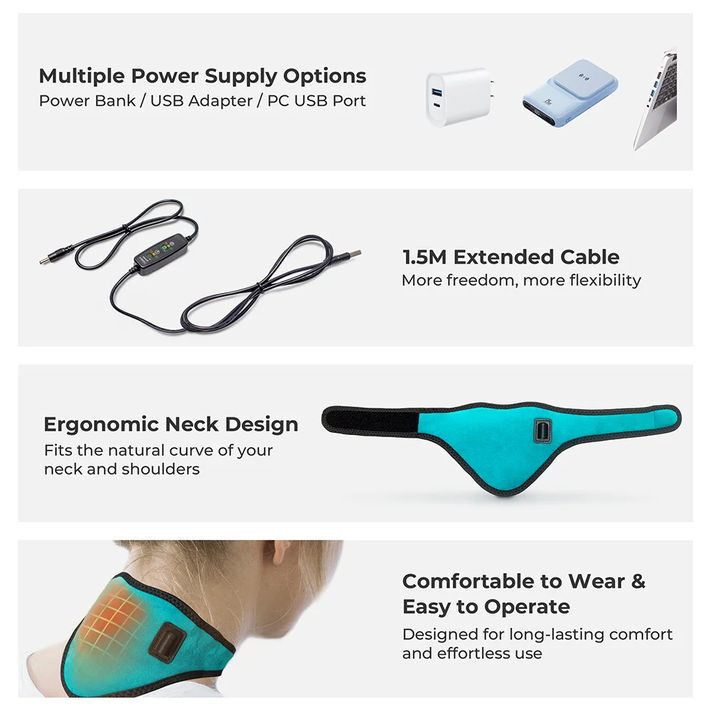 Electric Heating Neck Brace Cervical Vertebra Fatigue Therapy Reliever  Neck Pain Relieve Strap Moxibustion Health Care Tool