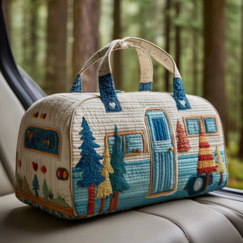 

Adjustable Strap Quilted Duffle Bag Large Capacity Tote Bags Short-distance Handbag 3D Quilting Craft Travel Duffel Bag