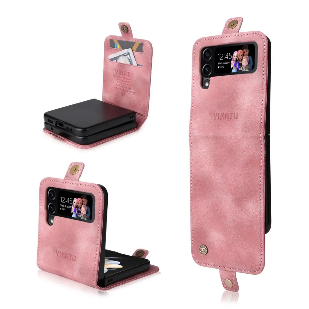 Shockproof Case For Samsung Galaxy Sam Z Flip 4 3 Case Flip Cover Folding Machine Leather Sheath Protective Phone Cover