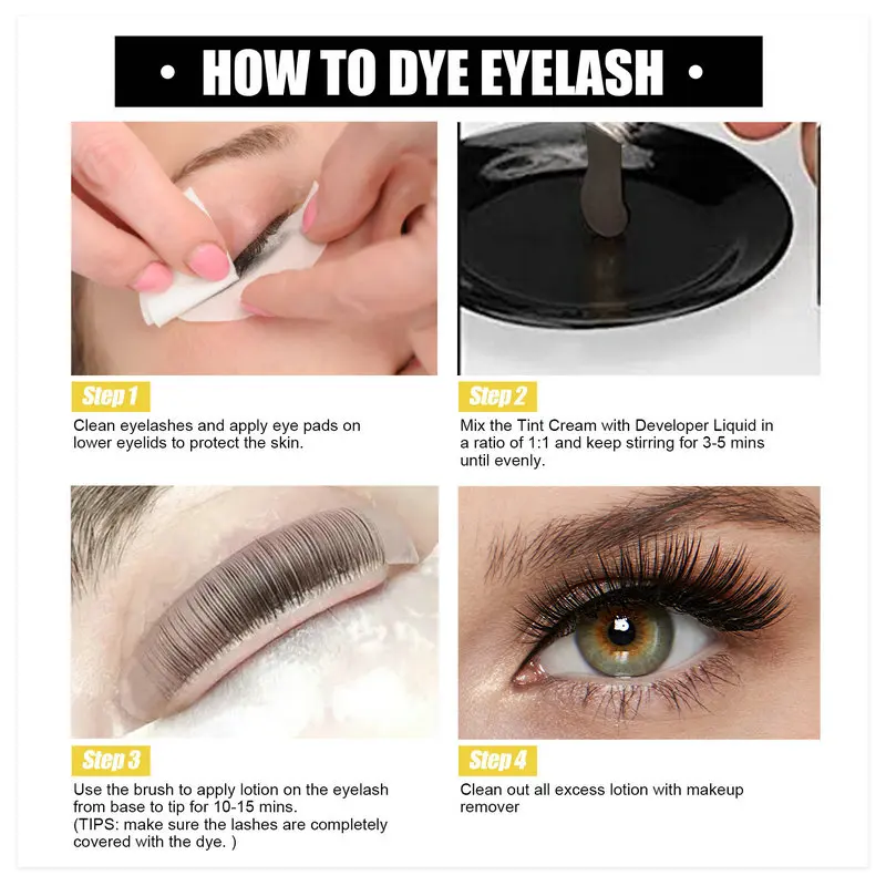 2 in 1 Eyebrow And Eyelash Dye Semipermanent Dye Set Waterproof  Eyelashes Beard Hair Color Toning Professional DIY Makeup Kit