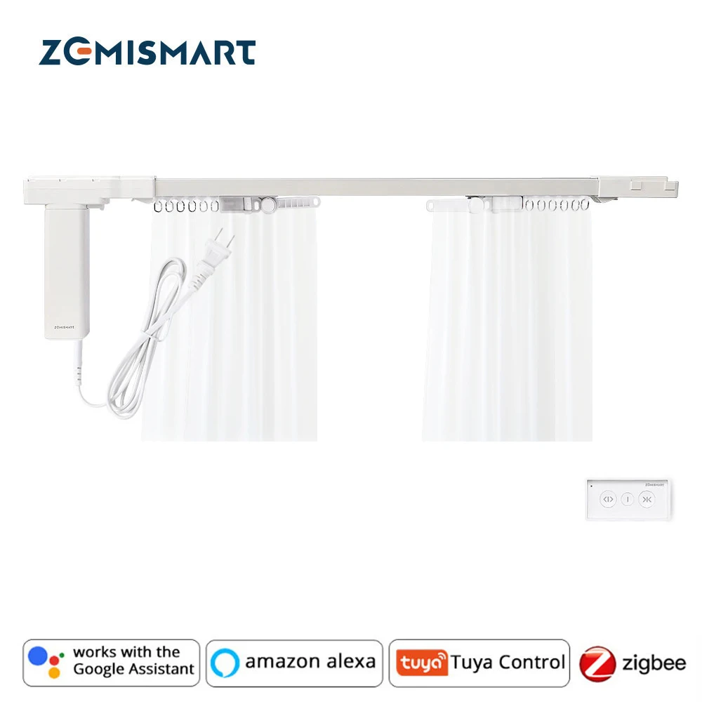 Quickly Install Smart Curtain Track Tuya Zigbee Motorized Curtain Track Smart Electric Motor Alexa Google Home Control