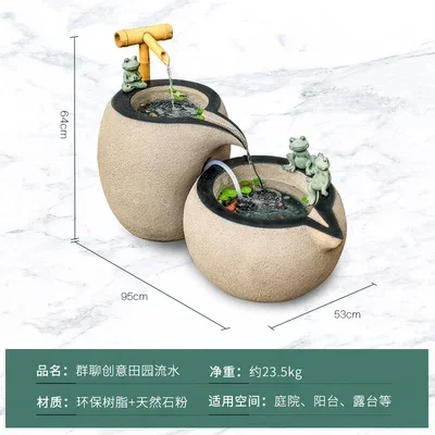 New Chinese Style Floor Standing Water Ornaments Indoor Fountain Balcony Courtyard Circulating Water Landscape Outdoor Fish Pond