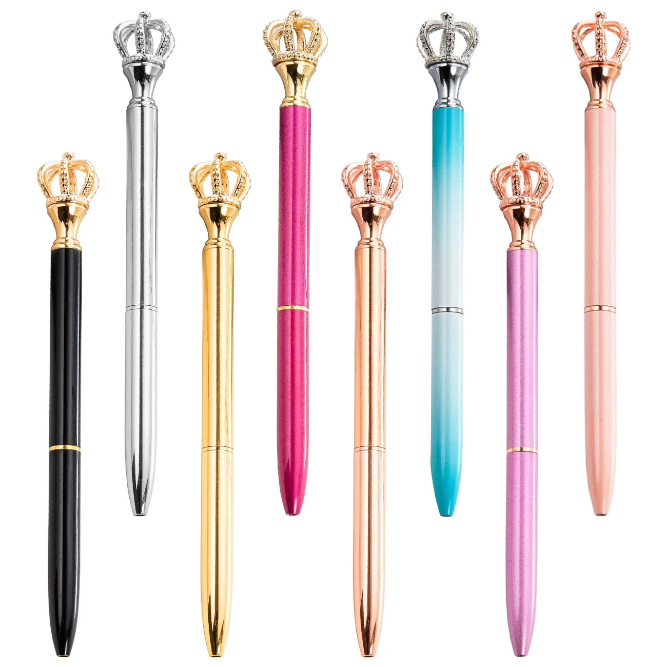 

20Pcs Creative Multicolor Crown Ballpoint Pen Metal Office Rotate School Stationery Customize logo