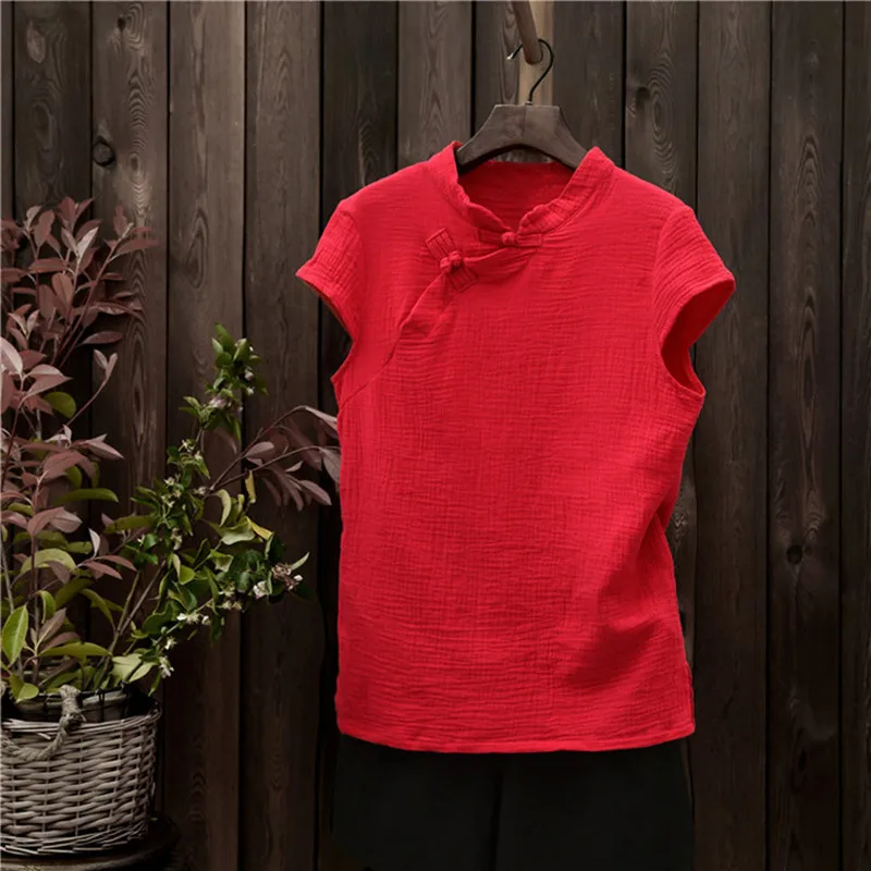 Women 2026 Chinese Style Vintage Cotton Linen Blouses Elegant &curve casual Basic Blusas Feminina tops camisas blusa feminina
