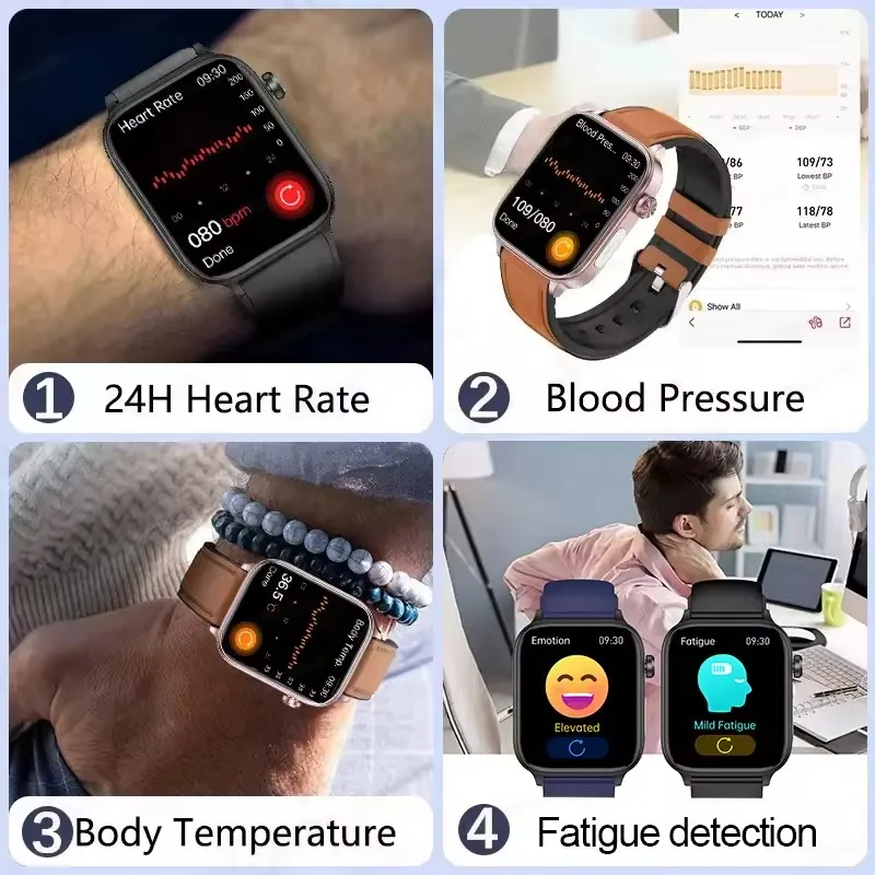 2025 جديد لشاومي الدهون في الدم حمض اليوريك اختبار ساعة ذكية الرجال ECG + PPG ضغط الدم SP02 بلوتوث دعوة الصحة ساعة ذكية