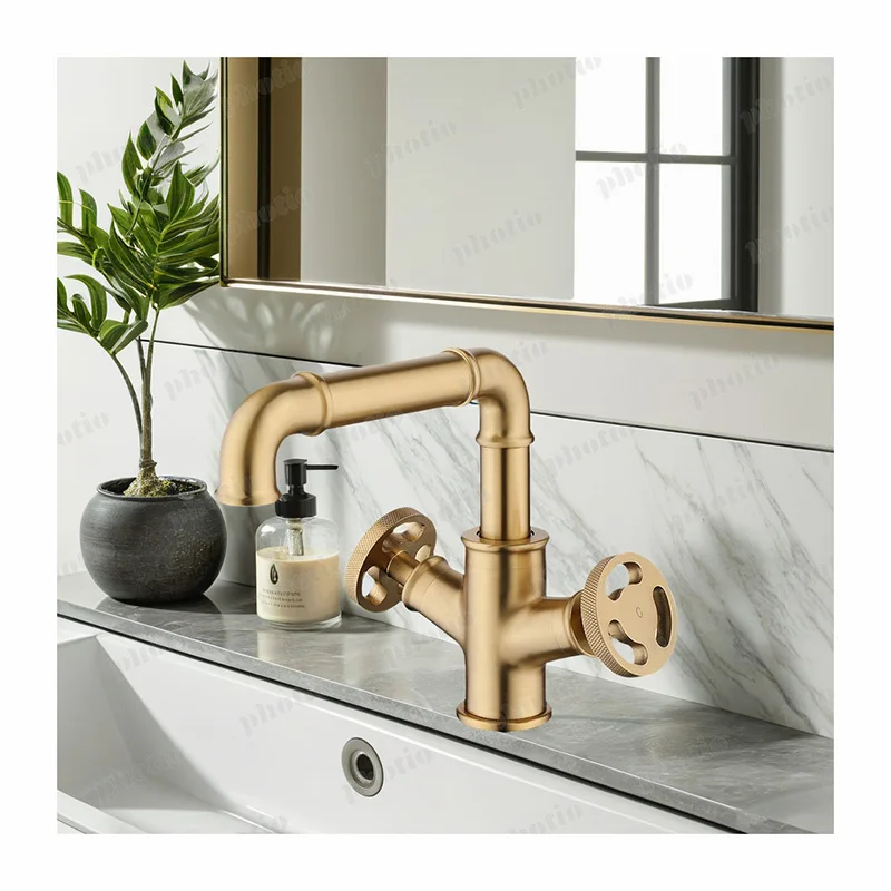 

Vintage Design Luxury Bathroom Washroom Double Handle Brass Basin Taps Mixer Sink Faucet for Hotel