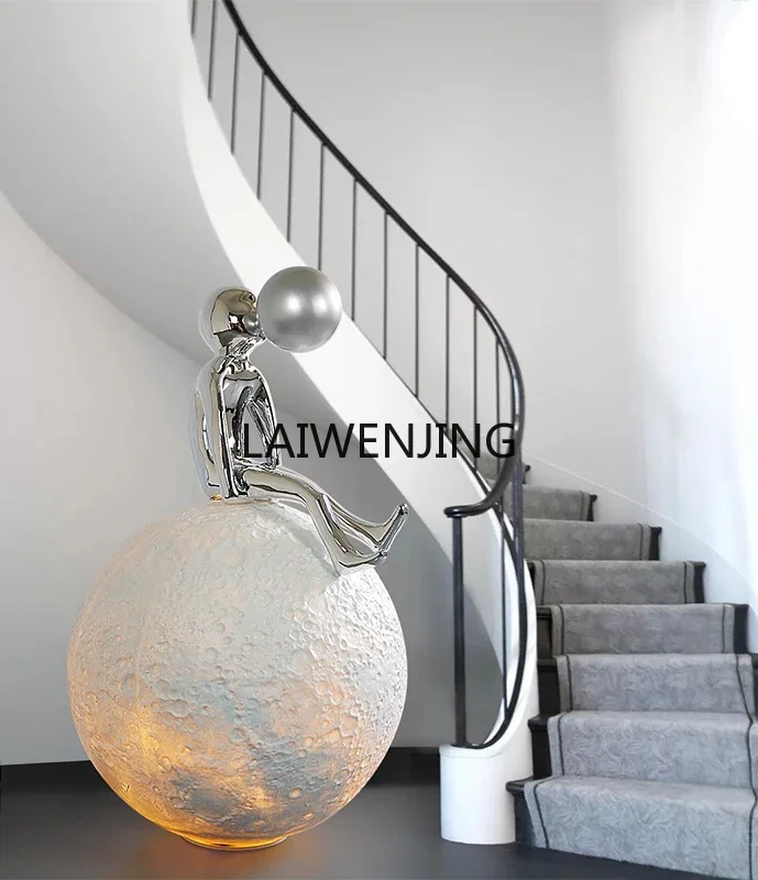 MJY moon ornament under the stairs abstract floor figure blowing bubble sculpture living room soft decoration