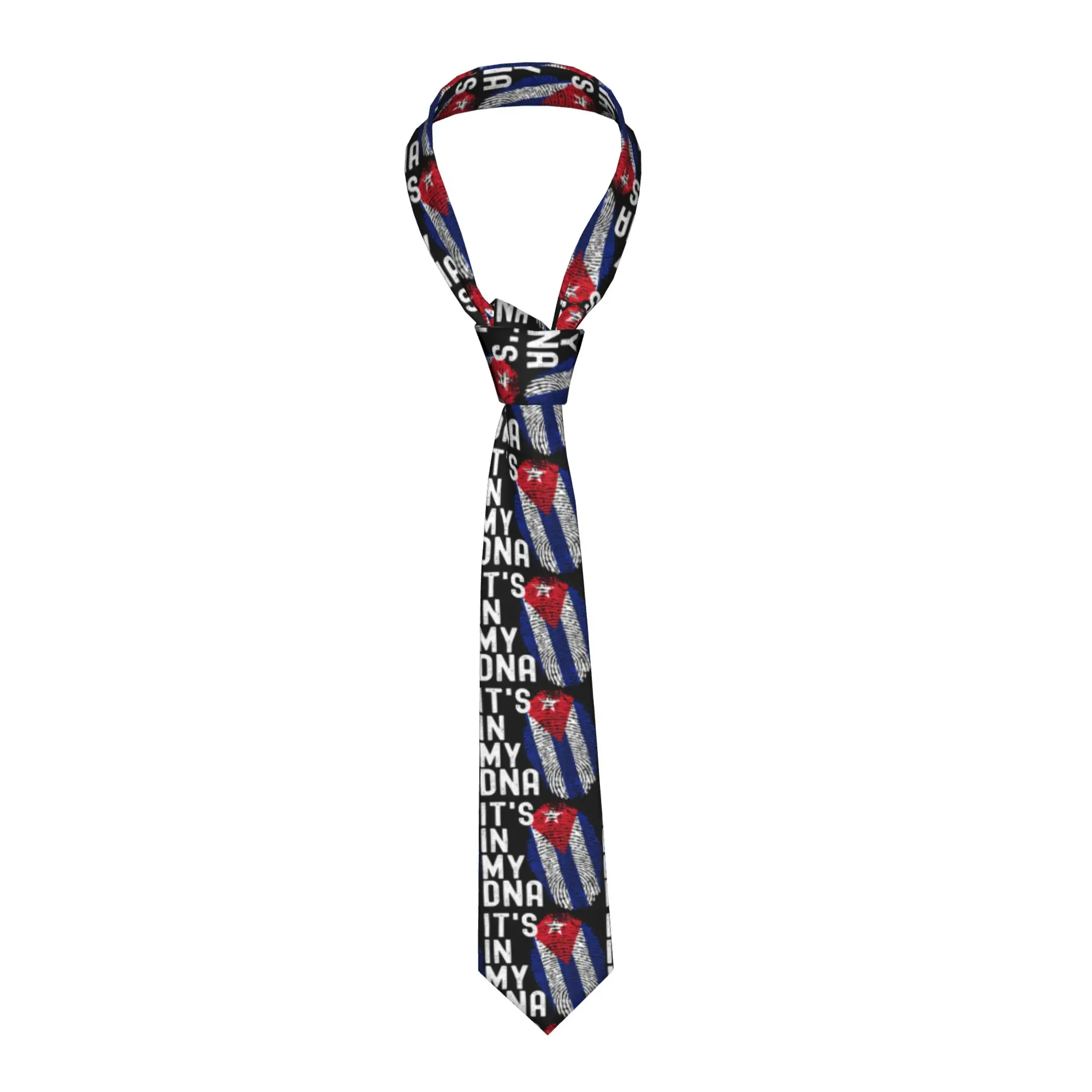 Men's Tie It'S In My DNA Cuba Flag Cuban Neck Ties Retro Collar Tie Custom DIY Daily Wear Party Quality Necktie Accessories