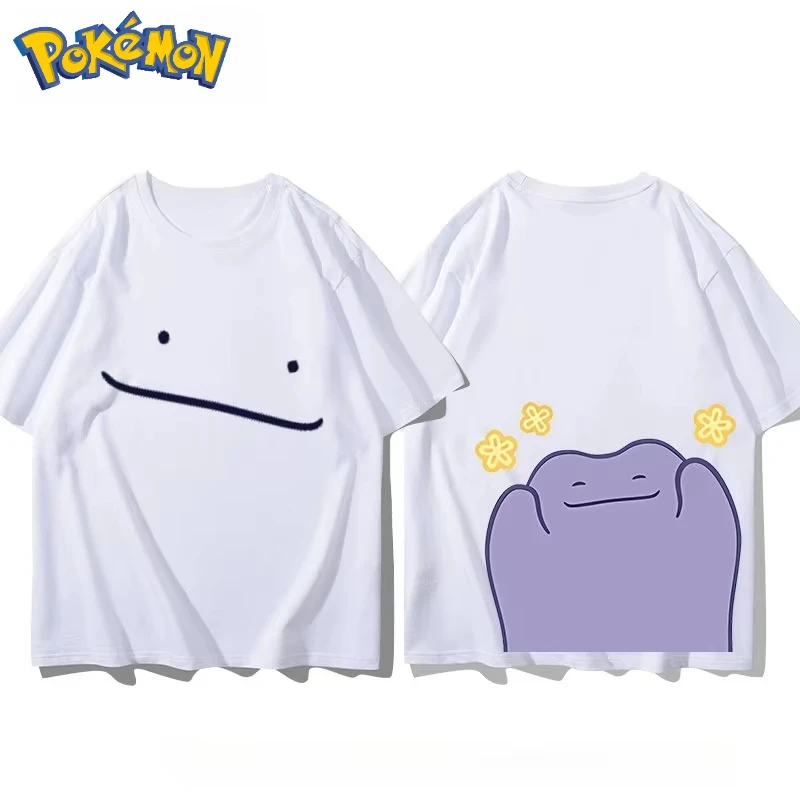 Camiseta con estampado frontal y trasero de Pokémon Ditto para hombre y mujer, Top informal holgado y versátil de manga corta, novedad de verano Y2K Harajuku, 2026