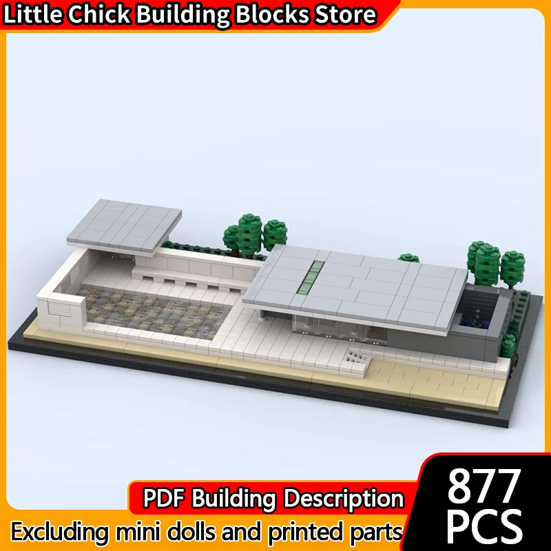 

Модель City Street View MOC, строительные кирпичи, павильон Барселоны, модульная технология, детские праздничные подарки, сборные игрушки, костюм