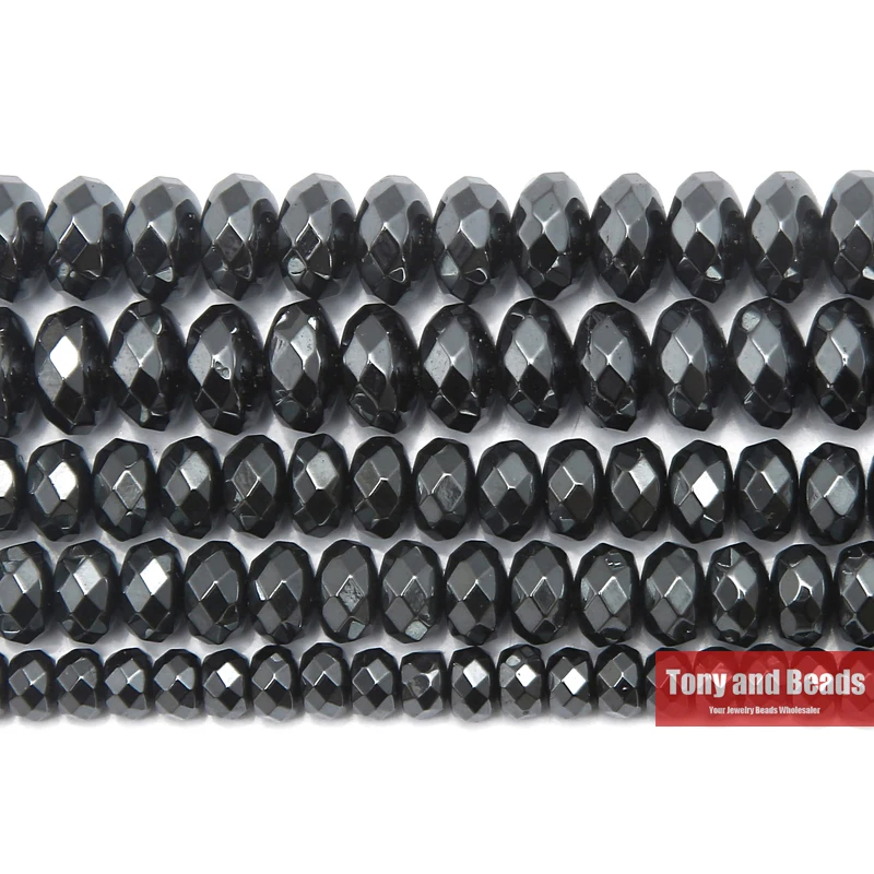 Natural Stone No Magnetic Faceted Rondelle Black Hematite Beads 4x6 5x8 6x10MM 15\