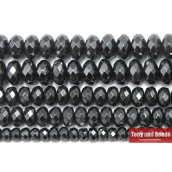 Natural Stone No Magnetic Faceted Rondelle Black Hematite Beads 4x6 5x8 6x10MM 15