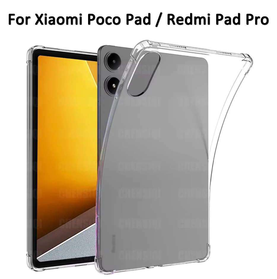 Clear Case for Xiaomi POCO Pad 2024 (12.1 inch) Ultra Thin Silicone Transparent Soft TPU Anti-fall Cover for Redmi Pad Pro 12.1