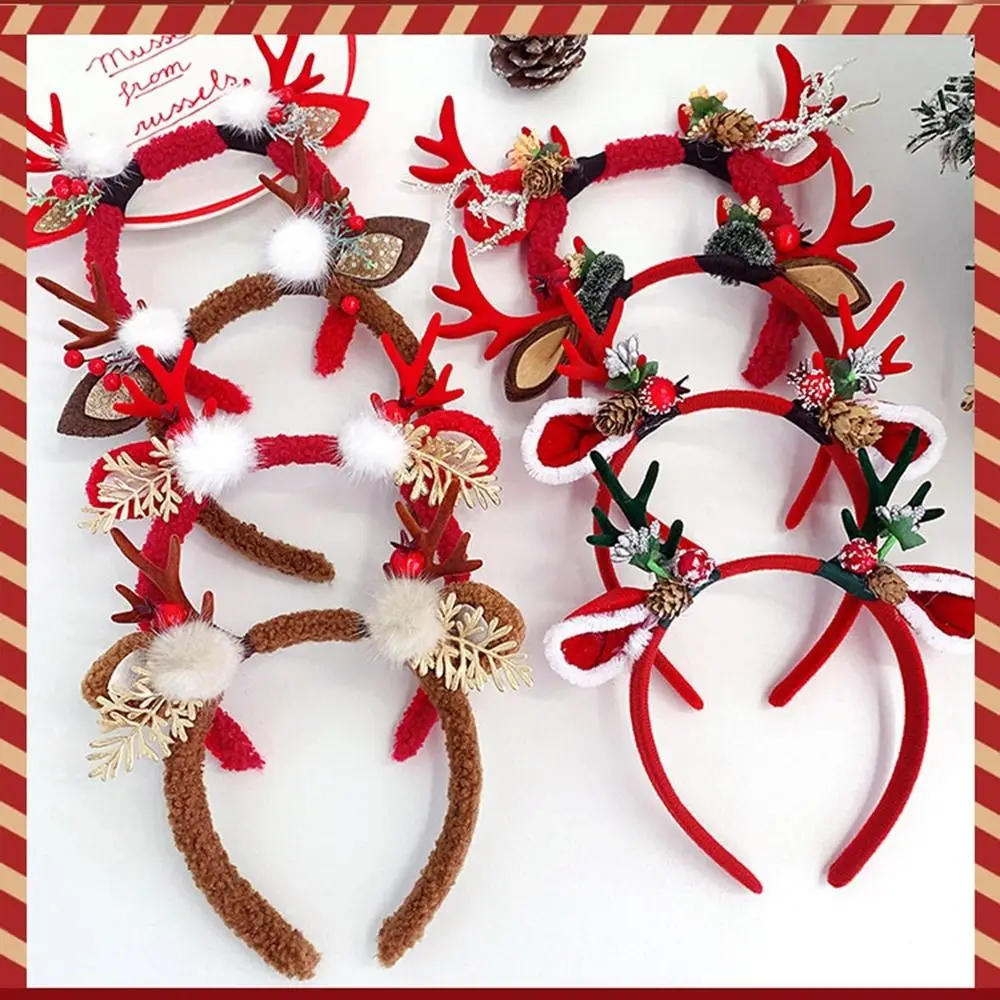 Cerceau de cheveux Elf Antlers pour la décoration de Noël, bande de sauna de Noël, bande de cheveux Elf, bande de cheveux de wapiti, bande de cheveux en corne de cerf, habillage de fête, nouvel an