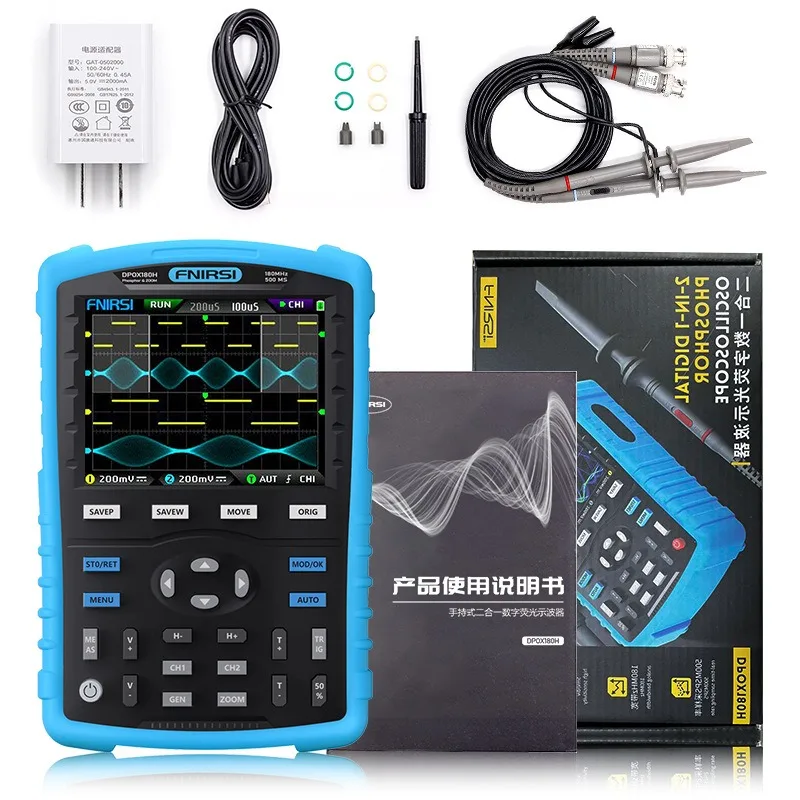 

DPOX180H Handheld Fluorescence Digital Oscilloscope Dual Channel 2-in-1 Small Portable Instrument Auto Repair 180M