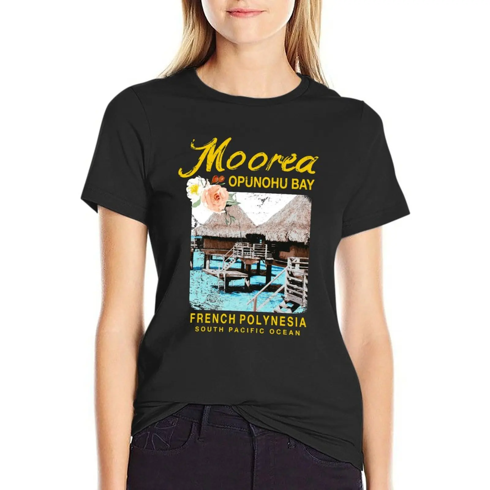 

Moorea Bungalow Resort Vintage French Polynesia T-Shirt summer clothes lady clothes korean fashion korean Women's clothes