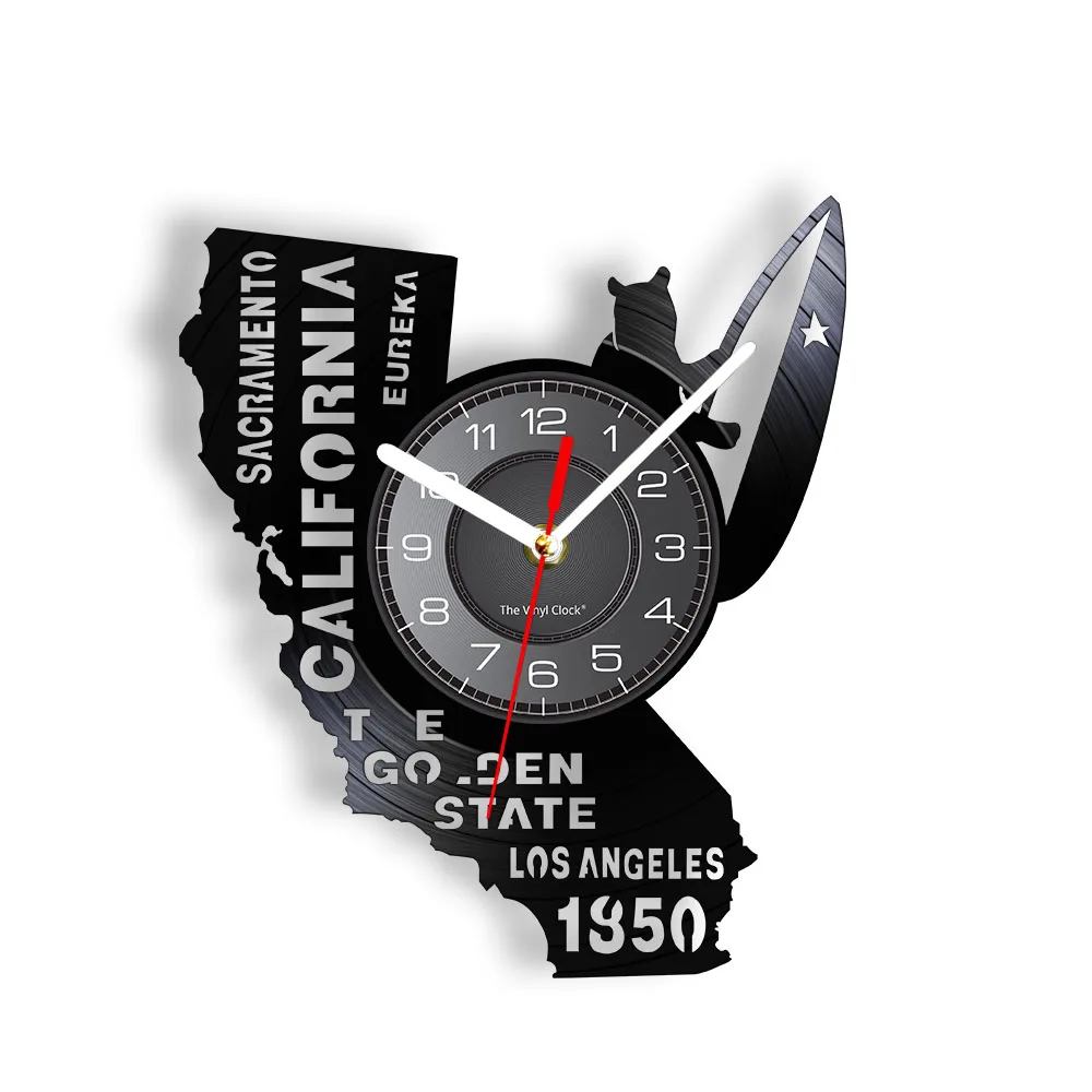 Reloj de pared para el hogar, dispositivo de grabación de vinilo de Los Ángeles, el Estado Dorado de California, regalo de recuerdo de viaje de Los Ángeles