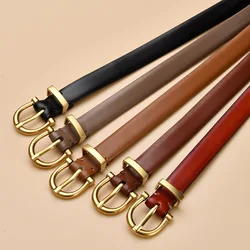 Cow Leather Belt Women's Fashion Trend Luxury Designer Jeans Clothing Accessories Thin Girdle Gothic Pin Buckle Corset