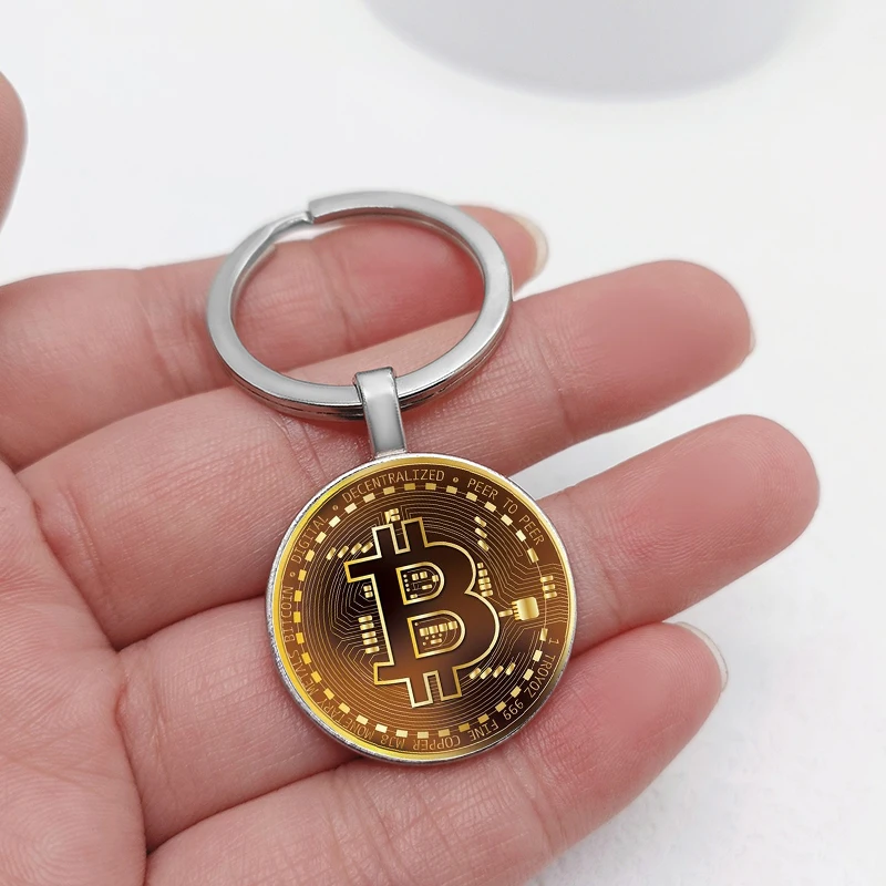Newest Bitcoin Keychain Collectible Physical Bit Coin Keyring Pendant Women and Men Jewelry Accessories Gifts