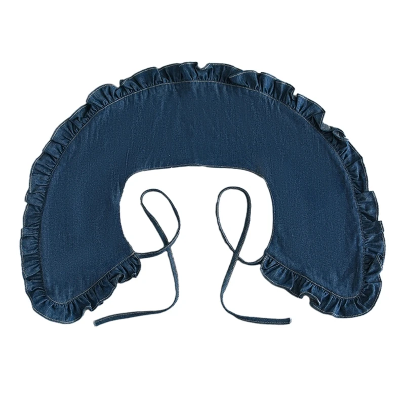 Mujer Color Azul Cuello Falso Cuello Plisado Desmontable Tamaño Ajustable
