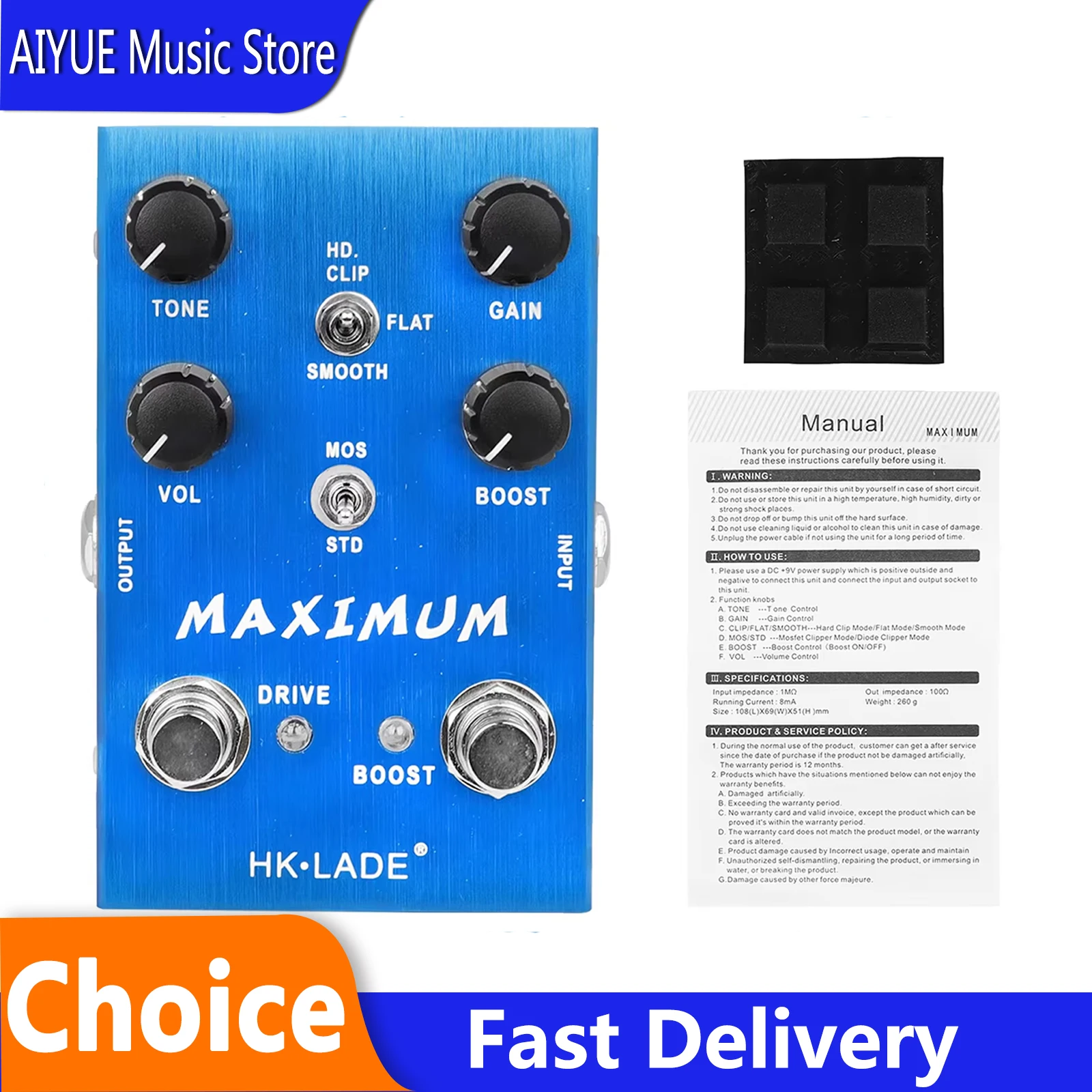 

Гитарная педаль эффектов HK.LADE SA-02 Maximum Overdrive с регулируемой ручкой, алюминиевый корпус, профессиональные аксессуары для электрогитары