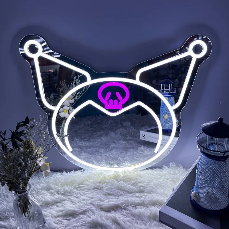 Personnalité explosive créative Led amour miroir néon chat maquillage miroir acrylique miroir lumière bureau miroir vanité miroir