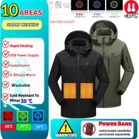 USB Smart Heated Jacket Men Women Winter 10 Zone Self Heating Warm Coat Functional Tops Outdoor Hiking Camping Hood Windbreaker