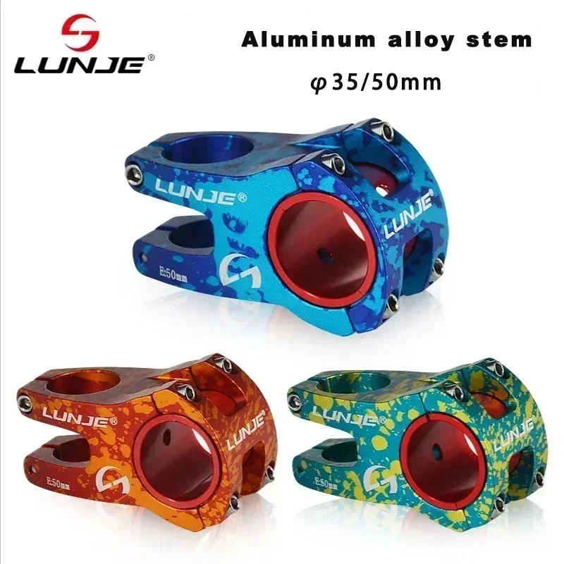 LUNJE New MTB Stem Fashion Camouflage 35mm Aluminum Alloy Road Bike Short Stem Mountain Adjustable Calibre Bike Cycling Parts