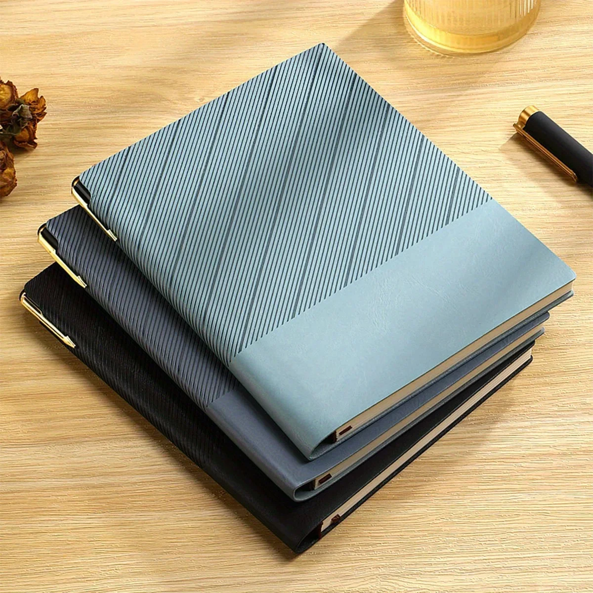 1Pc A5 Daily Notebook PU Notebook Twill Notepad Business Office School Travel Student Hardcover Paper Eye Protection