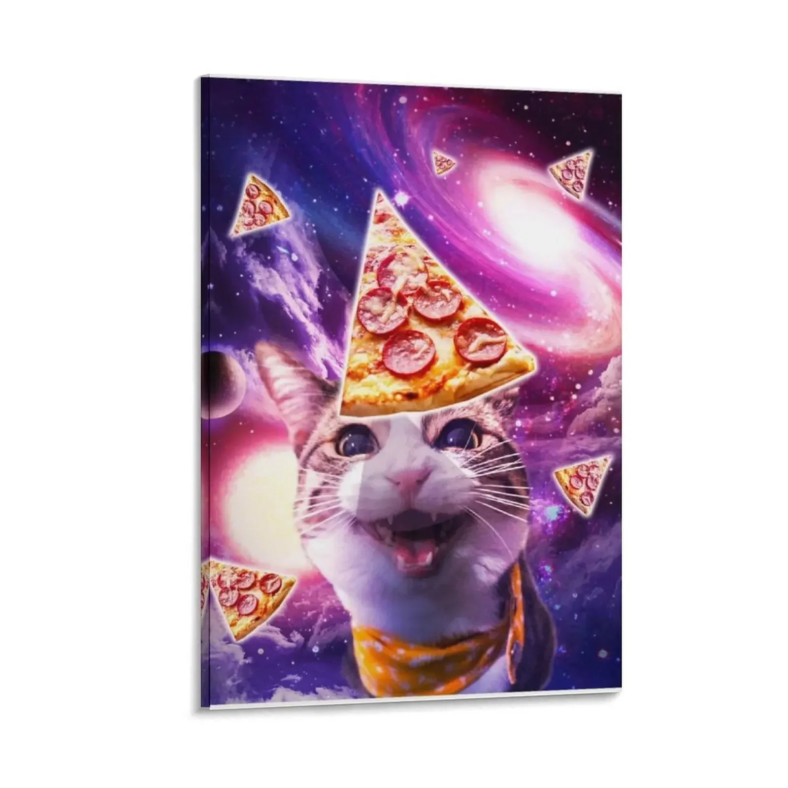 

Space Galaxy Cat With Pizza Canvas Painting korean room decor Decoration wall anime room decor