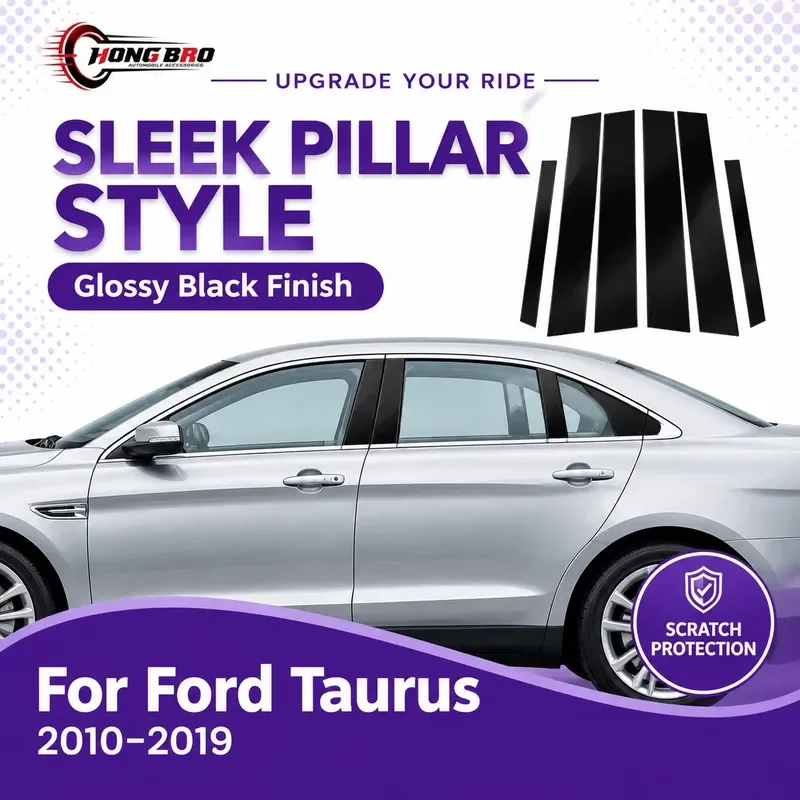 For Ford Taurus 2010-2019 Window Trim Black Center Post Sticker PC Exterior Pillar Cover Decoration Accessories