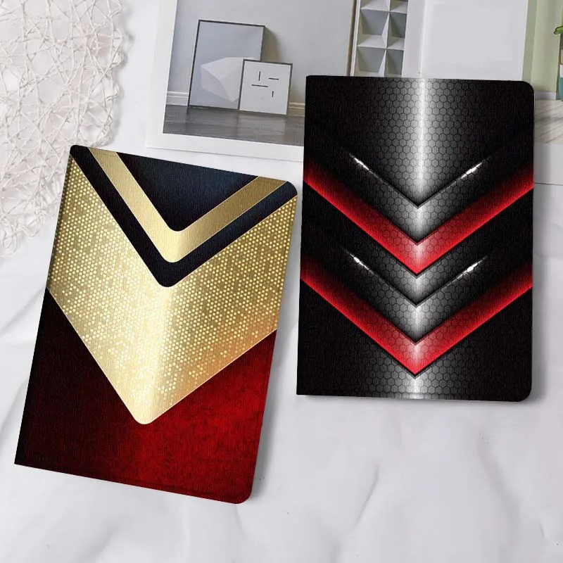

Cool Black Red Chevron For iPad Pro Air Mini 2 3 4 5 6 7 6th 7th 10th 11th 10.2 9.7 10.5 11 Foldable Tablet Case Gift