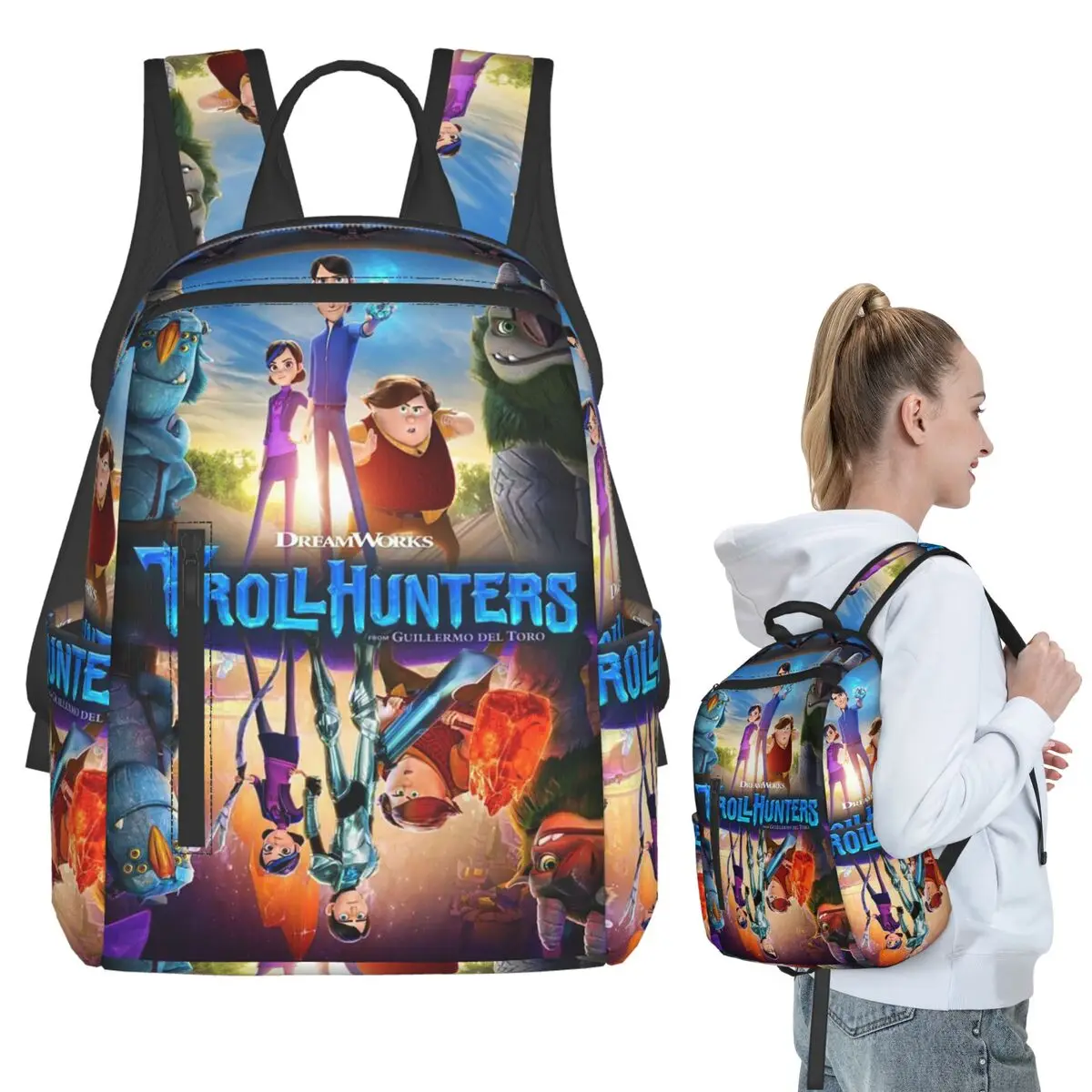 

Cartoon TrollHunters Backpack Student BookBag Children School Bag Laptop Shoulder Bags Men Women