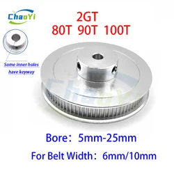 2GT 80 90 100 Teeth Timing Pulley Bore 5mm-25mm For Belt Width 6/10mm GT2 Synchronous Wheel 90T 2GT Drive Belt Pulley 100T Gear