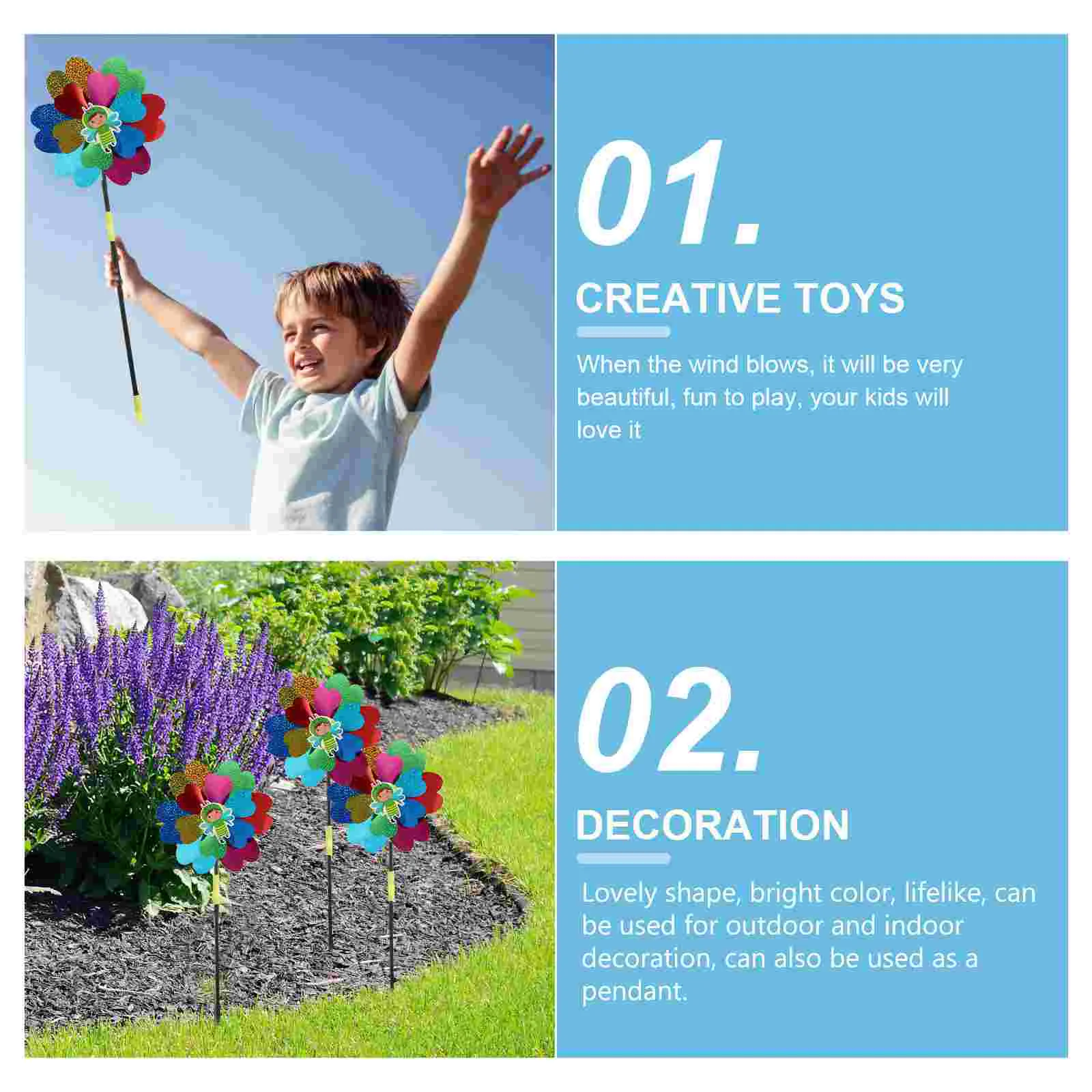 4 Pcs Flash Bee Toy Windmill Child Children's Toys Pvc Decorative Windmills for Kids