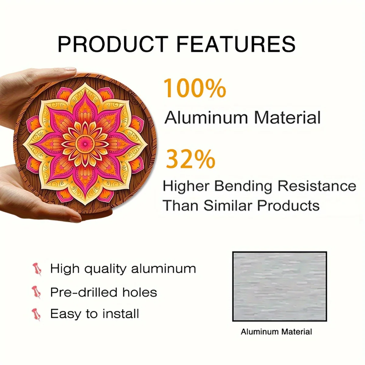 1 قطعة ، ماندالا لوتس زهرة خمر ديكور معدني مستدير ، حديقة المطبخ ساحة تسجيل للمنزل غرفة المعيشة مكتب ديكور الخريف جدار #4