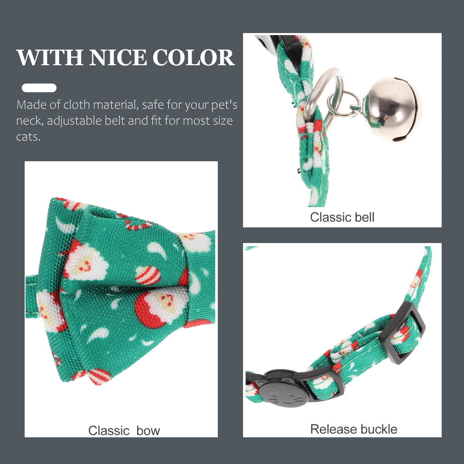

Cat Collar Christmas Necklace with Bell Pet Kitten Collars Ties Adjustable Tuxedo Bow