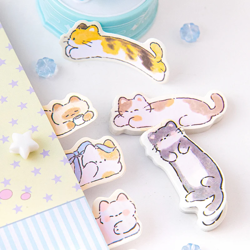 1/2pcs Cute Cat Index Tabs Self Adhesive Page Markers Waterproof Sticky Notes Classify Files Flags Posted It planner Stickers