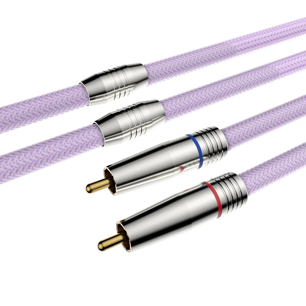 Audiocrast A85 Pure Silver RCA Audio Cable Purity 99.998% & PTFE Insulation 4N Pure Silver HiFi Audio RCA intereconnect