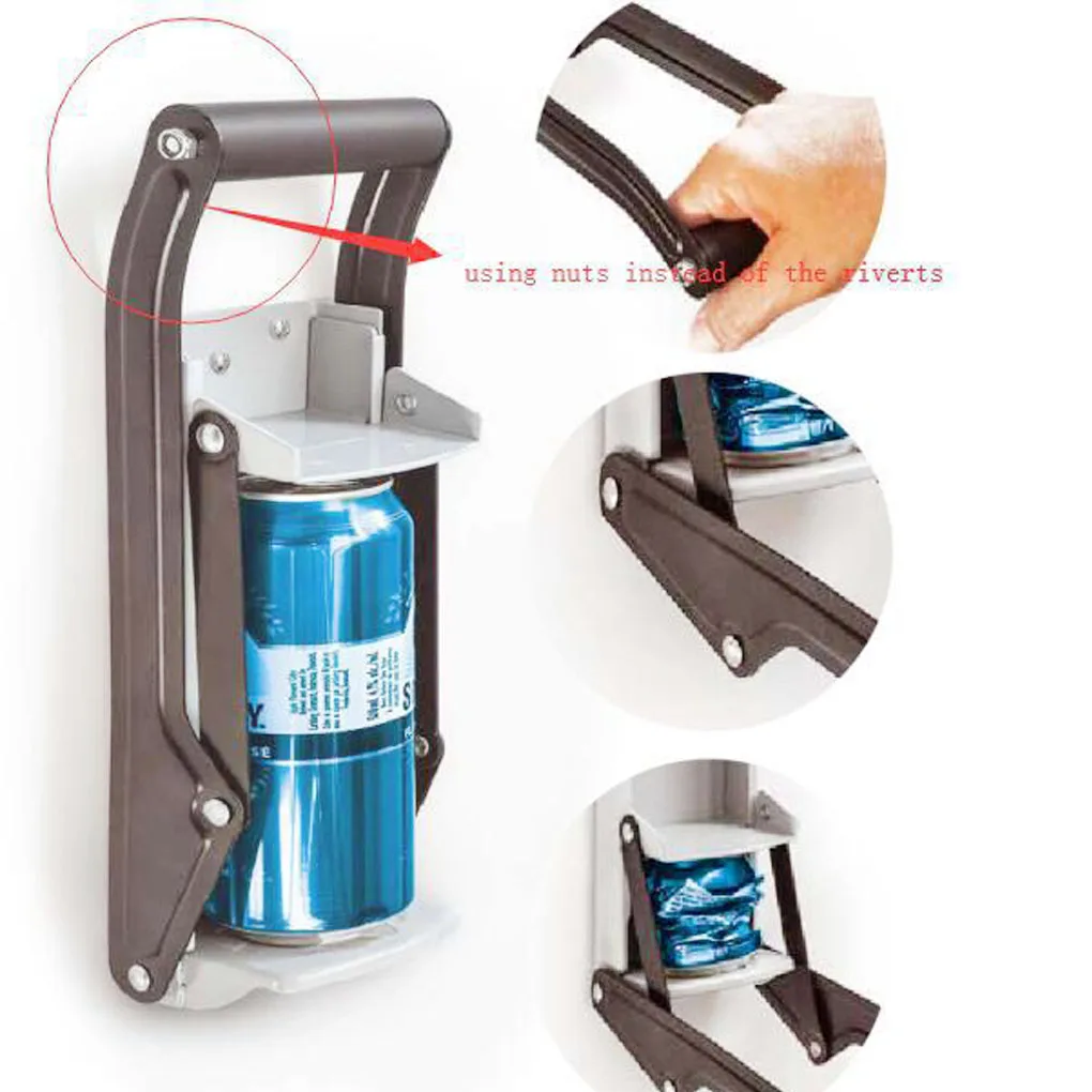 

16oz 450ml Large Can Recycling Machine Jar Crusher Wall-mounted Press Beer Bottle Bar Opener