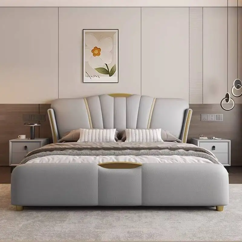 Highly Effective Luxury Bed Laptop Table Adults Lounges Dressers King Luxury Bed Household Solid Lit 2 Personnes Furniture Home