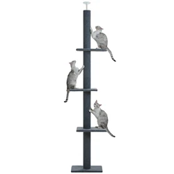 Adjustable Height Cat Tree for Indoor, Floor to Ceiling Cat Tower with Scratching Posts, Cat Scratcher Furniture, Kitten Toys