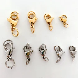 Fermoirs à homard en acier inoxydable plaqué or, 40 pièces, anneaux de saut pour bracelets et chaînes de collier, résultats de fabrication de bijoux à faire soi-même